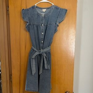 Hem & Thread Light Blue Denim Top with Round Neck
